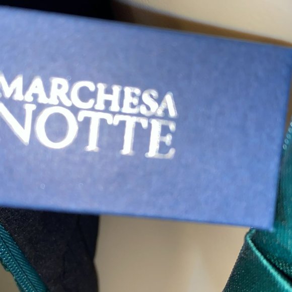 Marchesa notte Silk Embroidered Floral High Low Gown in Green - Picture 7 of 13